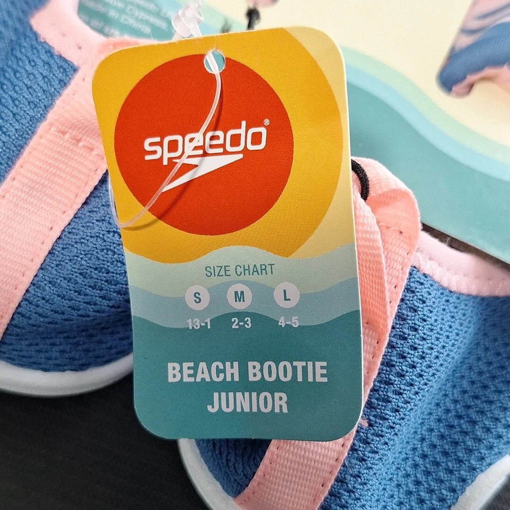 Speedo Kids Water Shoes - Blue with Pink Palm Design
